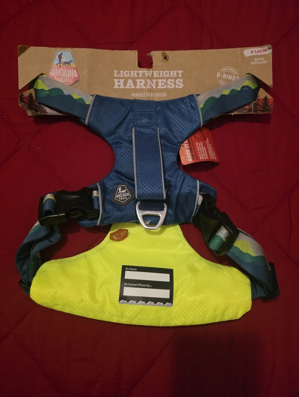 Arcadia Trail Lightweight Dog Harness in Blue & Neon Yellow NWT 🐾